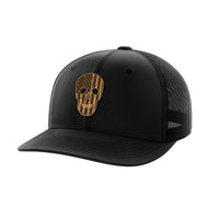 Thumbnail for Skull Flag Leather Patch Hat Hat Greater Half Black/Black