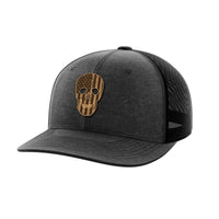Thumbnail for Skull Flag Leather Patch Hat Hat Greater Half Heather Black/Black