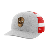 Thumbnail for Skull Flag Leather Patch Hat Hat Greater Half Heather Grey/Flag
