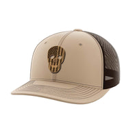 Thumbnail for Skull Flag Leather Patch Hat Hat Greater Half Khaki/Coffee