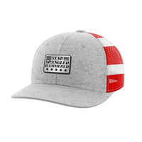 Thumbnail for Star Spangled Hammered Black Patch Hat Hat Greater Half Heather Grey/Flag