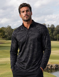 Thumbnail for Black Camo Quarter Zip Quarter Zip Pullover Greater Half