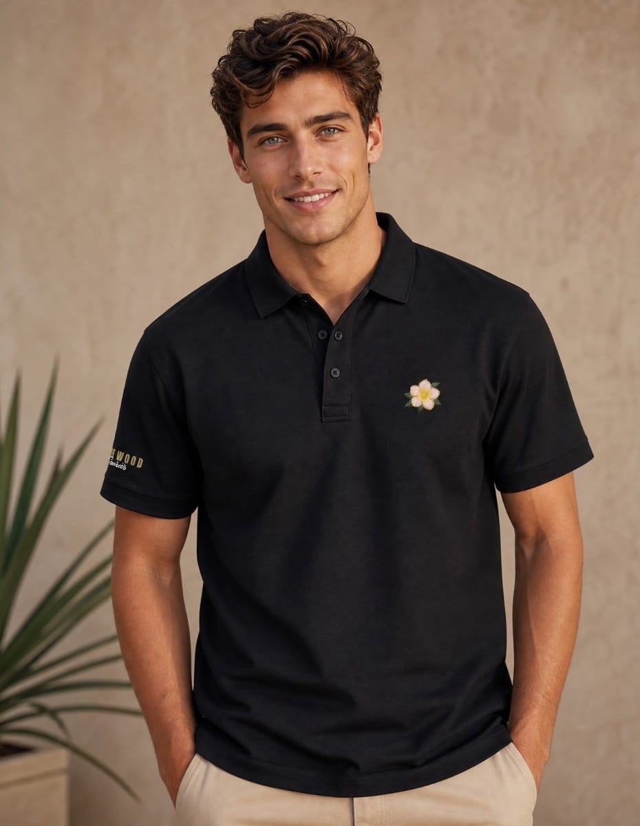 Bushwood x Greater Half Azalea Black Golf Polo Golf Polo Greater Half
