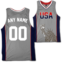 Thumbnail for Custom Grey USA Basketball Jersey - Greater Half