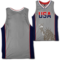 Thumbnail for Custom Grey USA Basketball Jersey - Greater Half