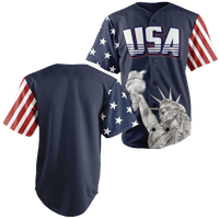 Thumbnail for Custom Blue USA Baseball Jersey - Greater Half