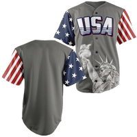 Thumbnail for Custom Grey USA Baseball Jersey - Greater Half