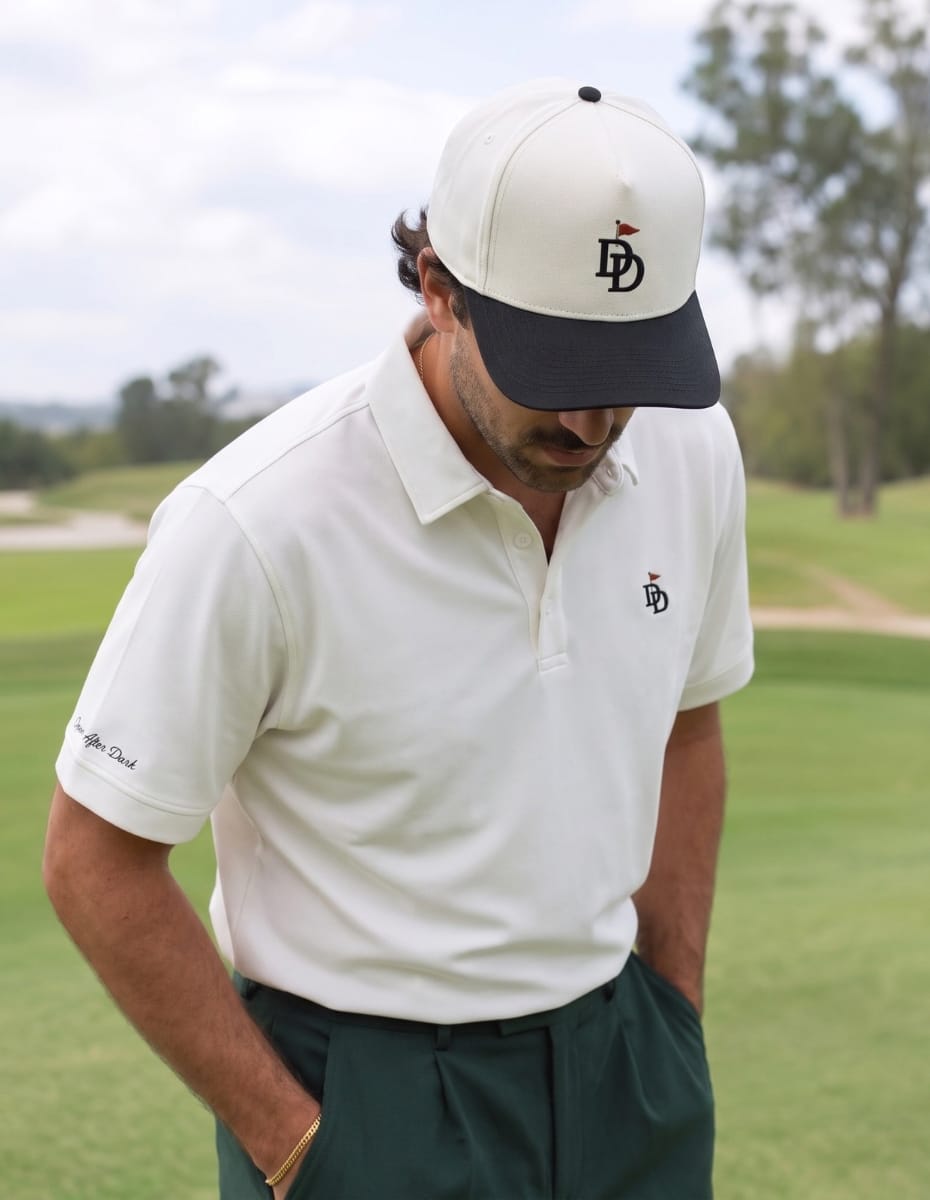 Diggin Divots Flag Ivory Cloud Polo Golf Polo Greater Half