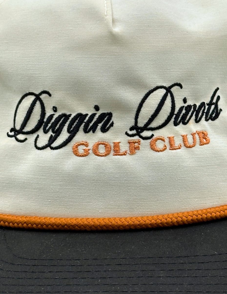 Diggin Divots Golf Club Script Embroidered Snapback Hat Greater Half