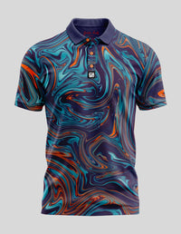 Thumbnail for Ink Spill Polo Golf Polo Greater Half S Blue