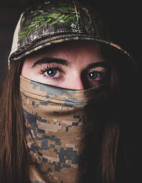 Thumbnail for Woodland Digital Camo Face Defender Neck Gaiter Greater Half