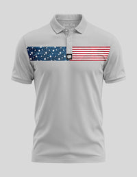 Thumbnail for Camo Flag Polo Golf Polo Greater Half S Grey
