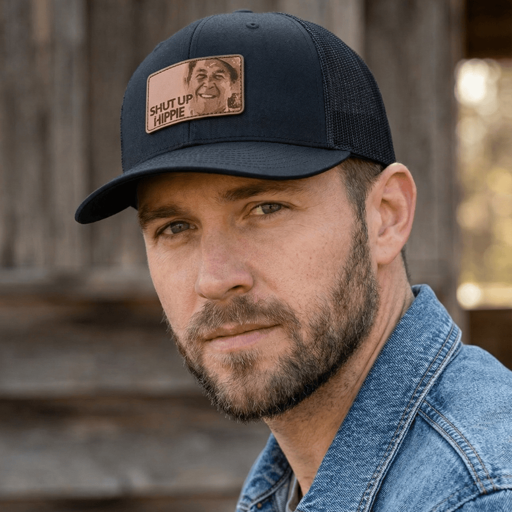 Shut Up Hippie Leather Patch Hat Hat Greater Half