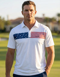 Thumbnail for Camo Flag Polo Golf Polo Greater Half