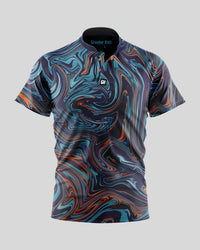 Thumbnail for Ink Spill Henley Polo Henley Polo Greater Half Blue S