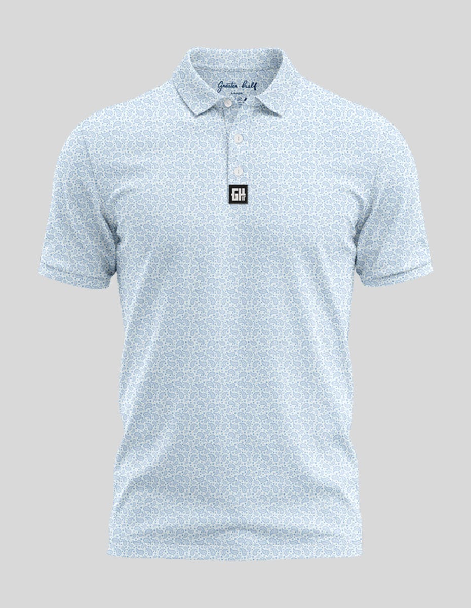 White Paisley Polo Golf Polo Greater Half S