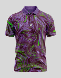 Thumbnail for Ink Spill Polo Golf Polo Greater Half S Purple