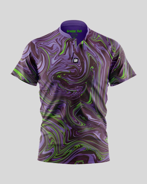 Ink Spill Henley Polo Henley Polo Greater Half Purple S