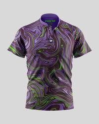 Thumbnail for Ink Spill Henley Polo Henley Polo Greater Half Purple S