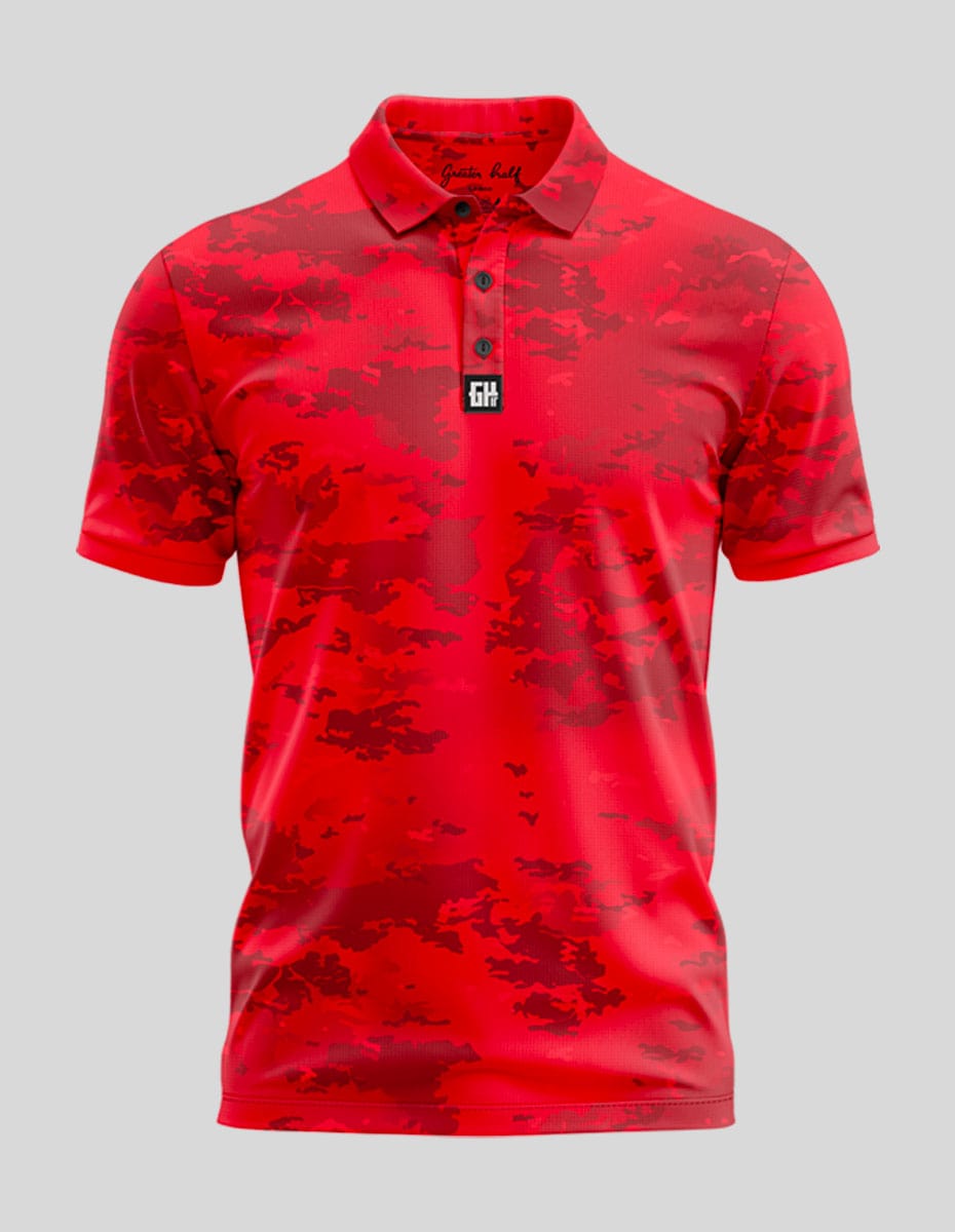 Grey Camo Polo Golf Polo Greater Half S Red