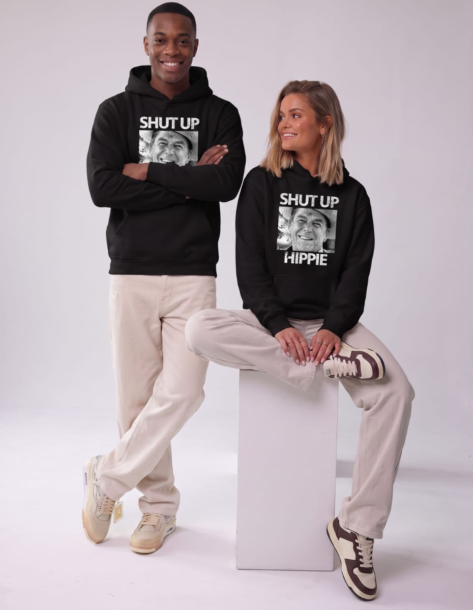 Shut Up Hippie Hoodie Graphic Fleece Hoodie Greater Half