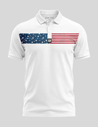 Thumbnail for Camo Flag Polo Golf Polo Greater Half S White