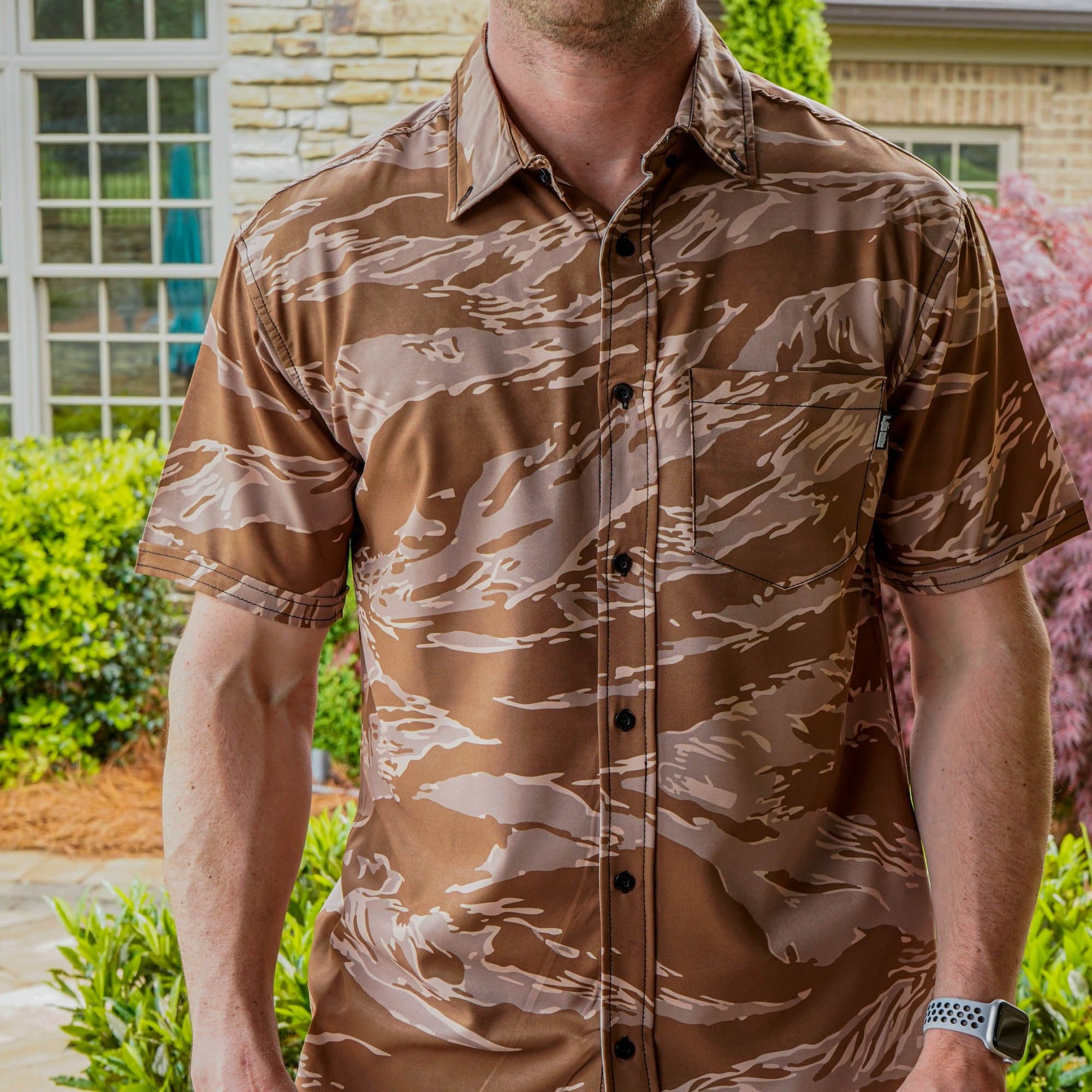 Thumbnail for Desert Tiger Camo Button Down - Greater Half