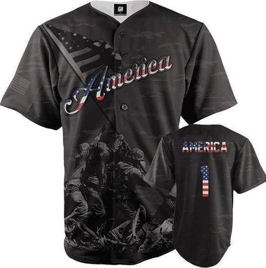  Greater Half Custom Baseball Jersey Button Down USA Red America  #1 (Small-4XL) : Sports & Outdoors