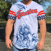 Red America #1 Baseball Jersey, L - Greater Half